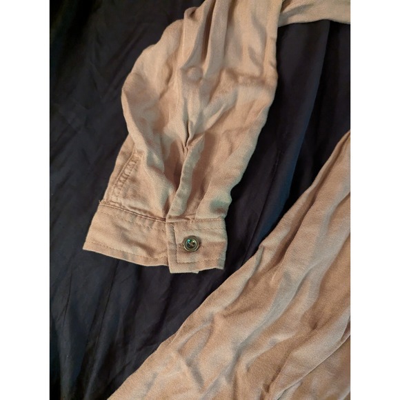 New Look tan button down L dress adjustable 3/4 to long sleeve - Picture 3 of 11